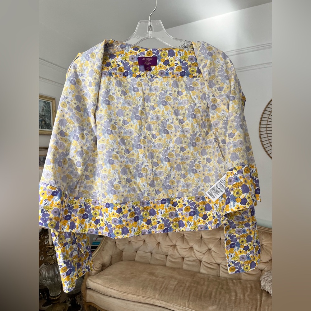 J. Crew Cotton Floral Yellow and Purple Button Down Shirt Size 00 - Picture 5 of 8